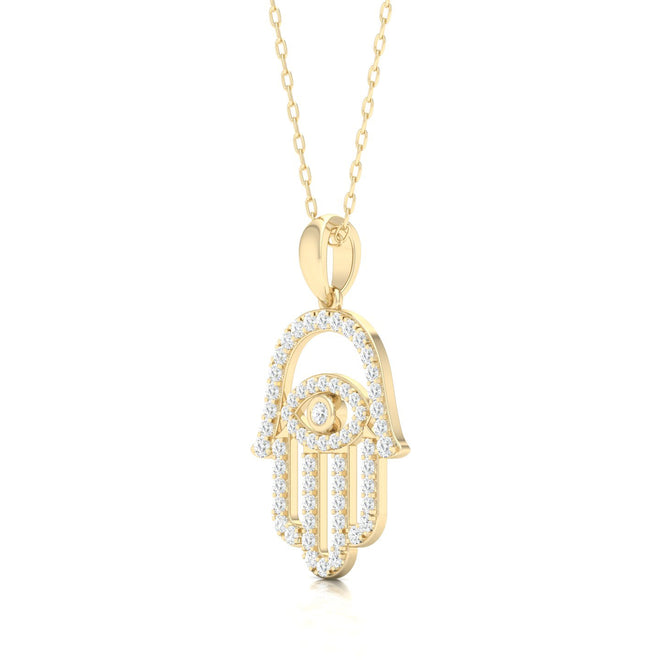 3/8 Ctw Hamsa Evil Eye Fashion Pendant