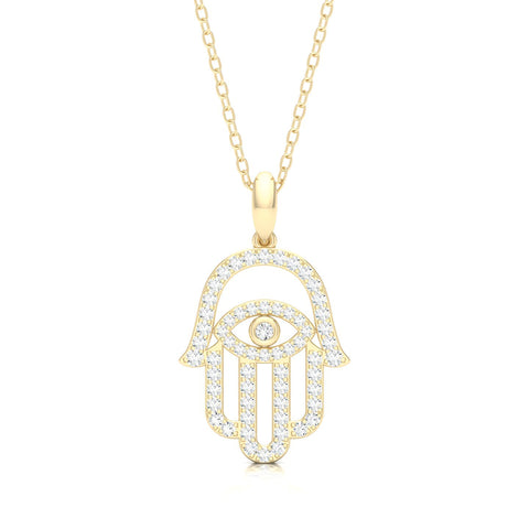 3/8 Ctw Hamsa Evil Eye Fashion Pendant