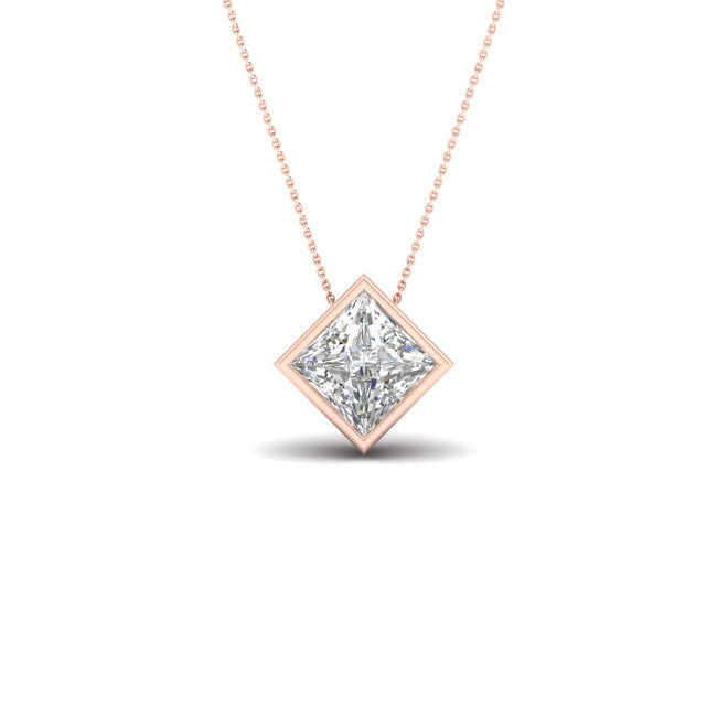 1 ctw Princess Bezel Set Solitaire Pendant