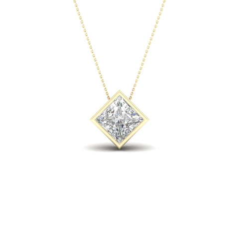 1 ctw Princess Bezel Set Solitaire Pendant