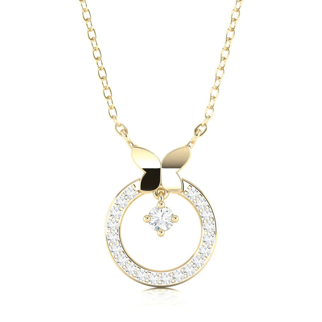 1/4 Ctw Circle Butterfly Fashion Pendant