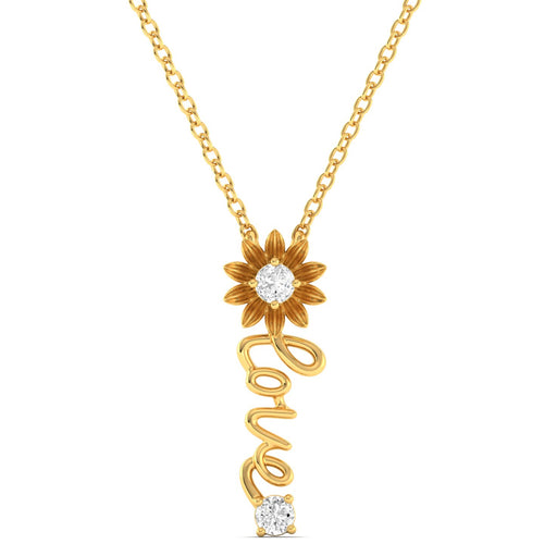 Round Cut Lab Grown Diamond Flower Love Pendant 9k Solid Gold