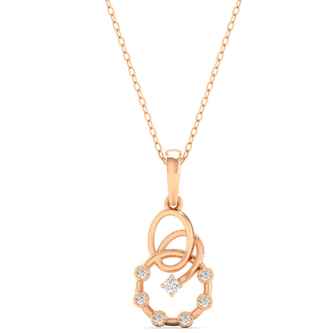 0.07Ct Round Diamond Circle Pendant 9k Solid Gold