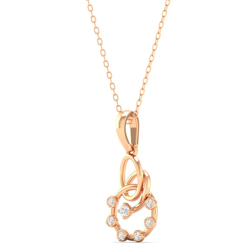 0.07Ct Round Diamond Circle Pendant 9k Solid Gold