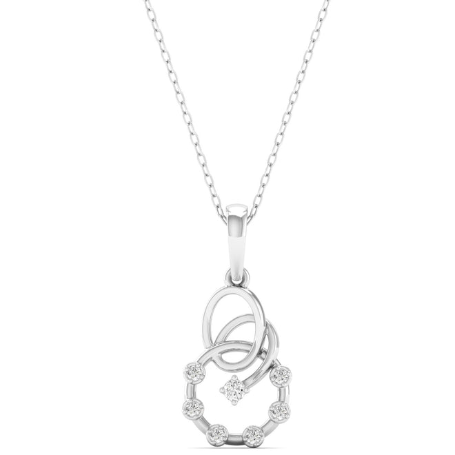0.07Ct Round Diamond Circle Pendant 9k Solid Gold