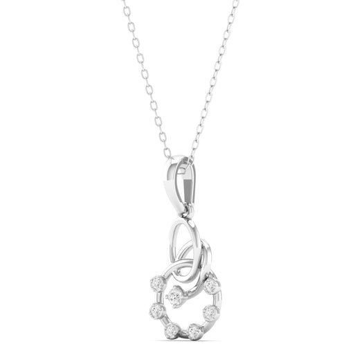 0.07Ct Round Diamond Circle Pendant 9k Solid Gold