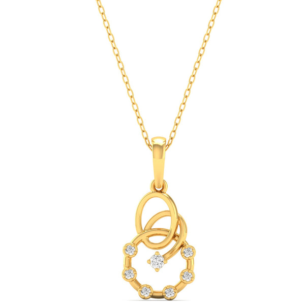 0.07Ct Round Diamond Circle Pendant 9k Solid Gold