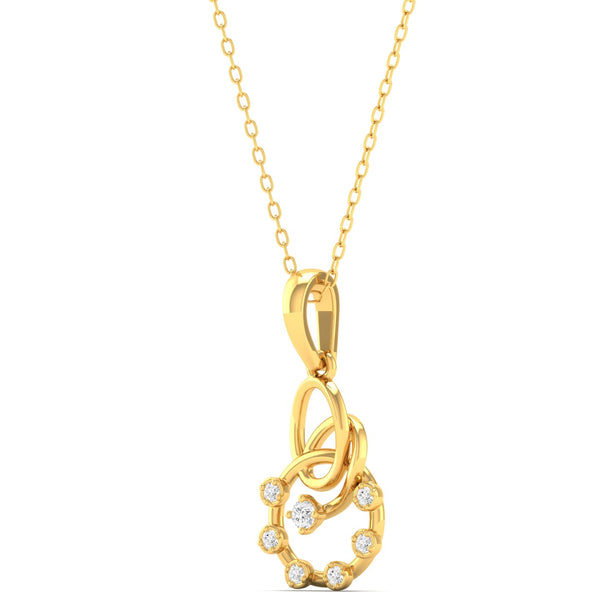 0.07Ct Round Diamond Circle Pendant 9k Solid Gold
