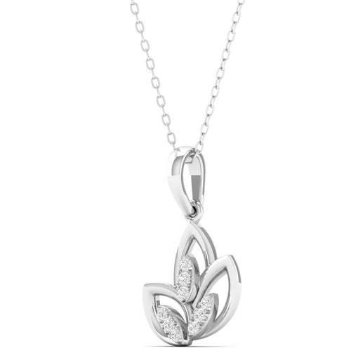 0.07Ct Round Diamond Three Leaf Pendant 9k Solid