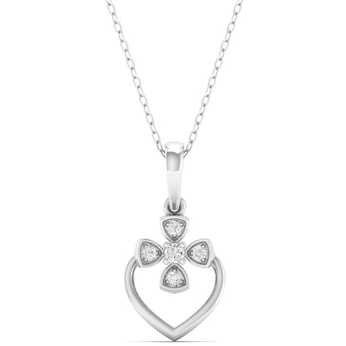 0.06Ct Round Diamond Heart Cross Pendant 9k Solid Gold