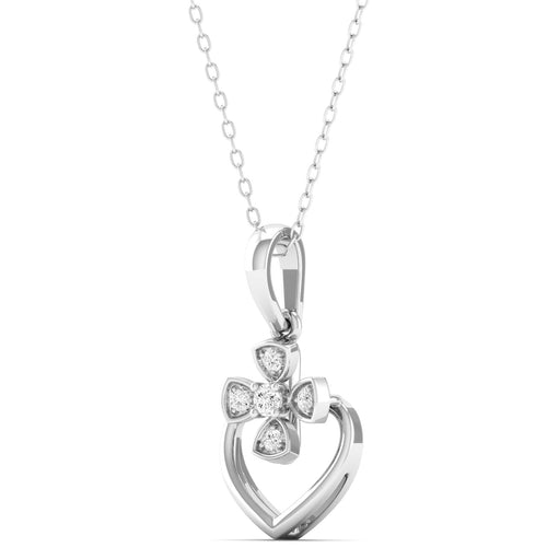 0.06Ct Round Diamond Heart Cross Pendant 9k Solid Gold