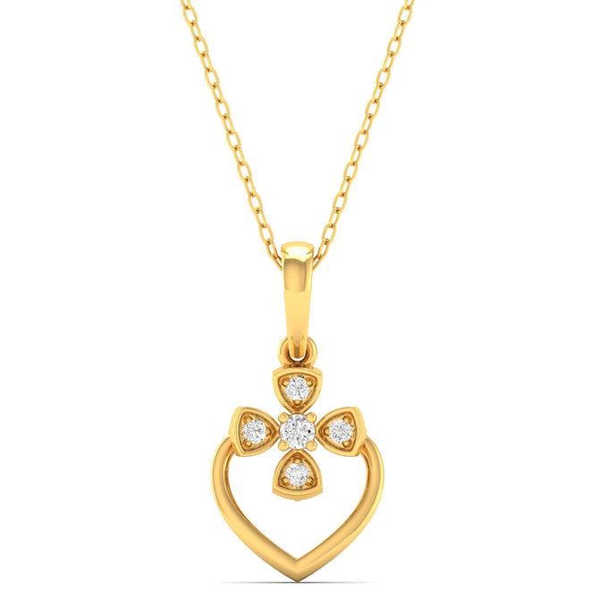 0.06Ct Round Diamond Heart Cross Pendant 9k Solid Gold