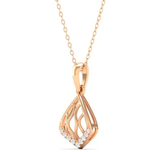 0.06Ct Round Diamond Shell Pendant 9k Solid
