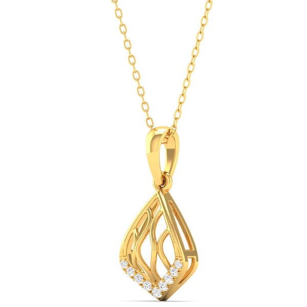 0.06Ct Round Diamond Shell Pendant 9k Solid