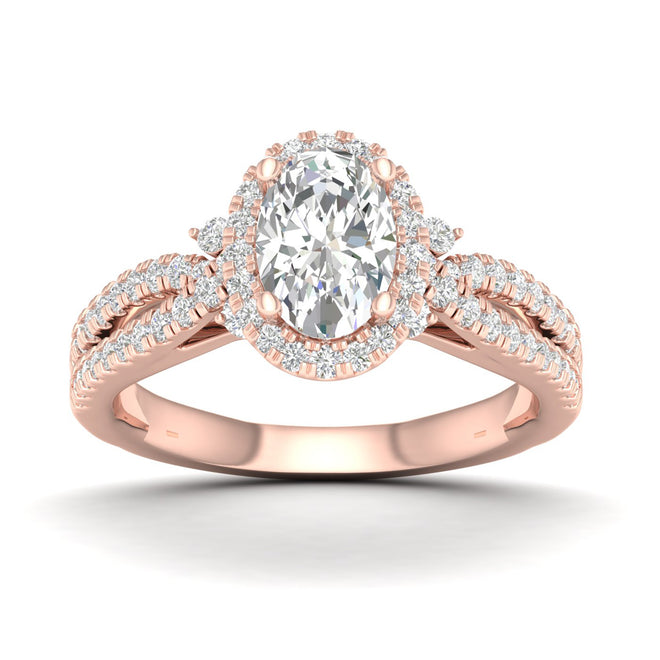 1 5/8 ctw Oval Halo Split Shank Engagement Ring