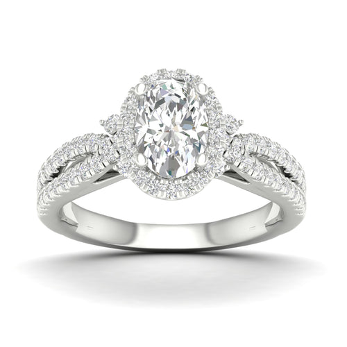 1 5/8 ctw Oval Halo Split Shank Lab Grown Engagement Ring