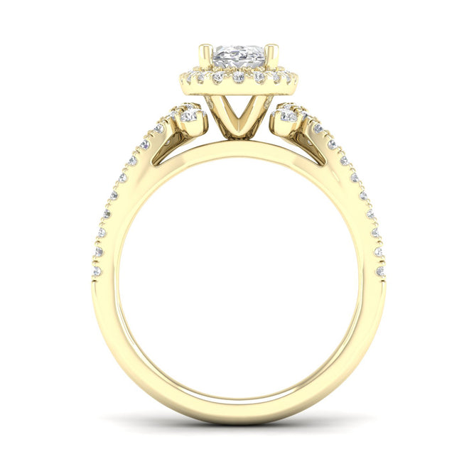 1 5/8 ctw Oval Halo Split Shank Engagement Ring
