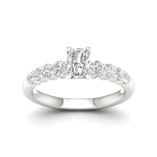 1 1/4 ctw Graduated Lab Grown Radiant Centre Engagement Ring