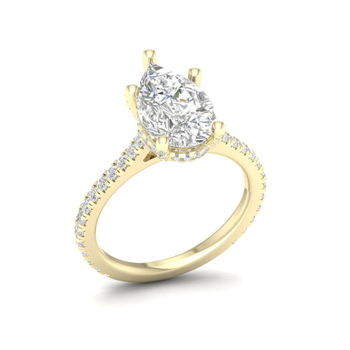 3 3/4 ctw Pear Accented Hidden Halo Lab Grown Ring