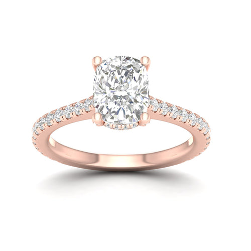 2 5/8 ctw Cushion Accented Hidden Halo Lab Grown Ring