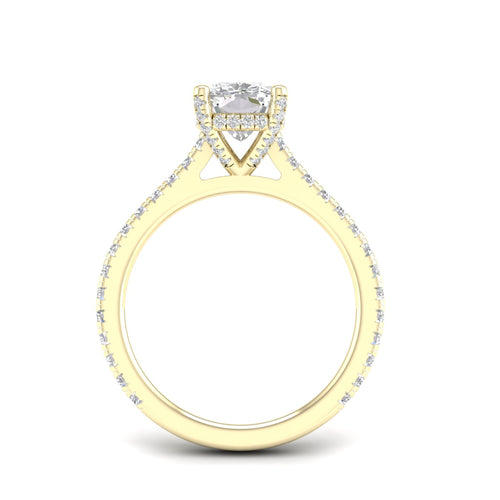 2 5/8 ctw Cushion Accented Hidden Halo Lab Grown Ring