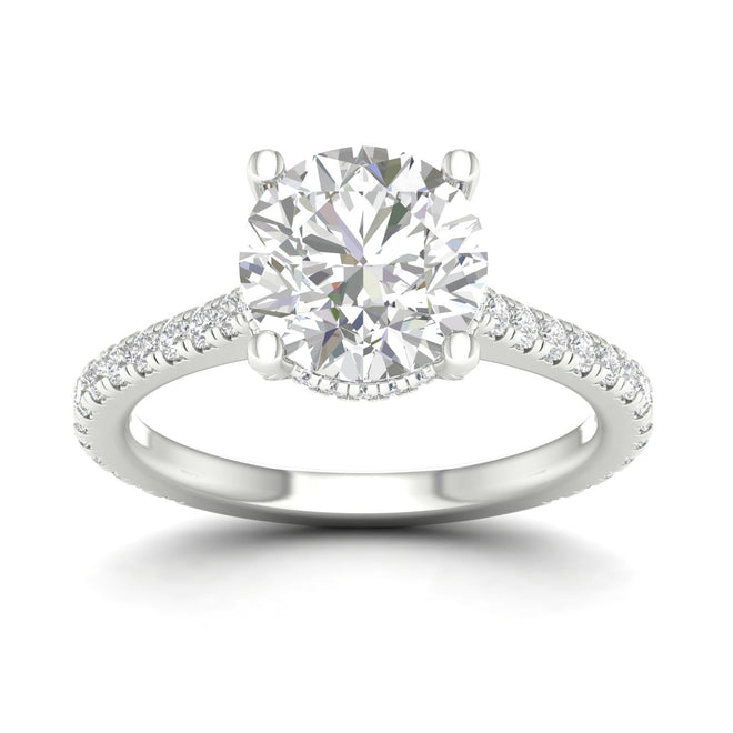 3 3/4 ctw Round Accented Hidden Halo Lab Grown Ring