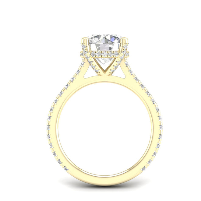 3 3/4 ctw Round Accented Hidden Halo Ring