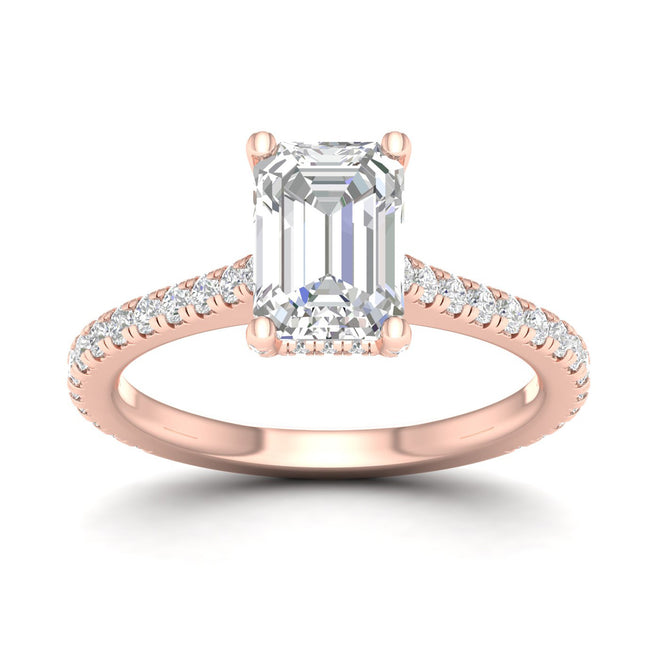 2 5/8 ctw Emerald Accented Hidden Halo Ring