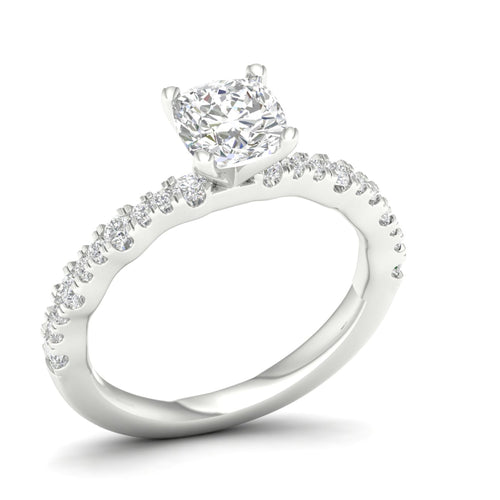 1 1/3 ctw Wavy Lab Grown Cushion Centre Engagement Ring