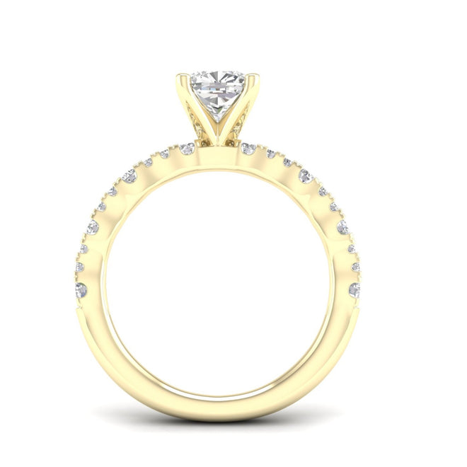 1 1/3 ctw Wavy Cushion Centre Engagement Ring