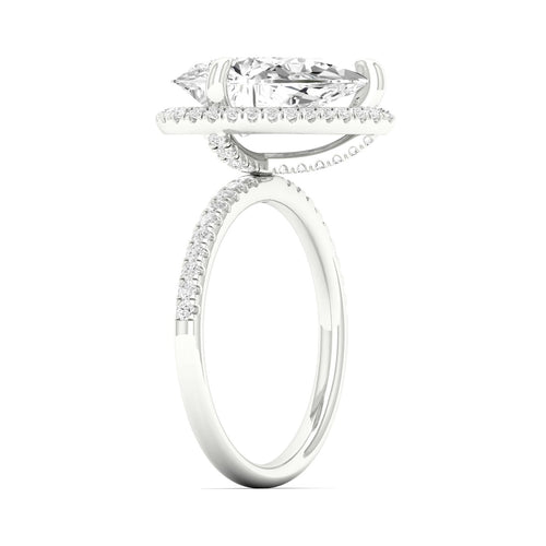 3 Ct. Center Pear Offset Hidden Halo Ring