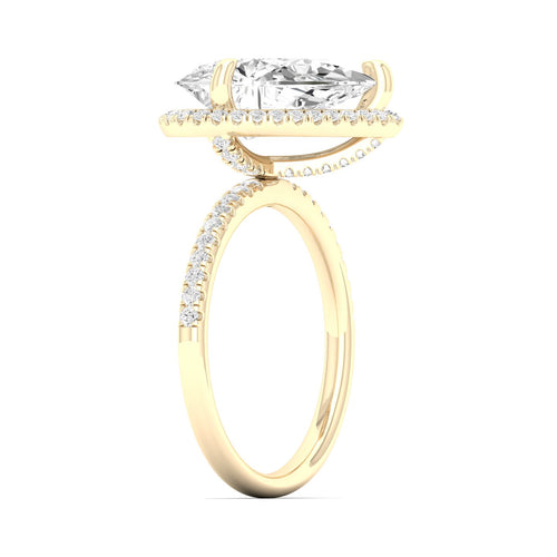 3 Ct. Center Pear Offset Hidden Halo Ring