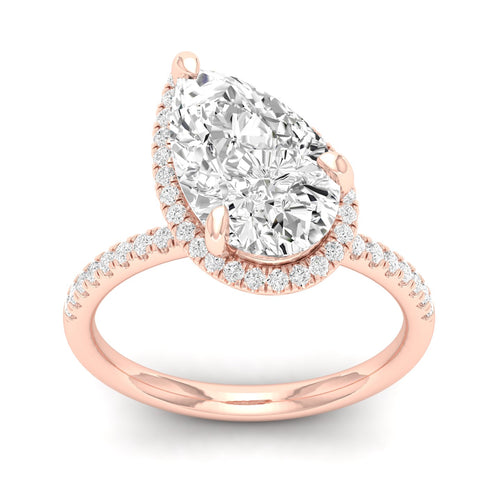 3 Ct. Center Pear Offset Hidden Halo Ring