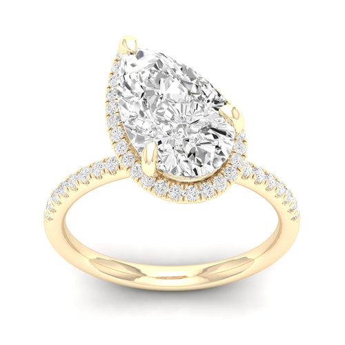 3 Ct. Center Pear Offset Hidden Halo Ring