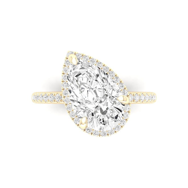 3 Ct. Center Pear Offset Hidden Halo Ring