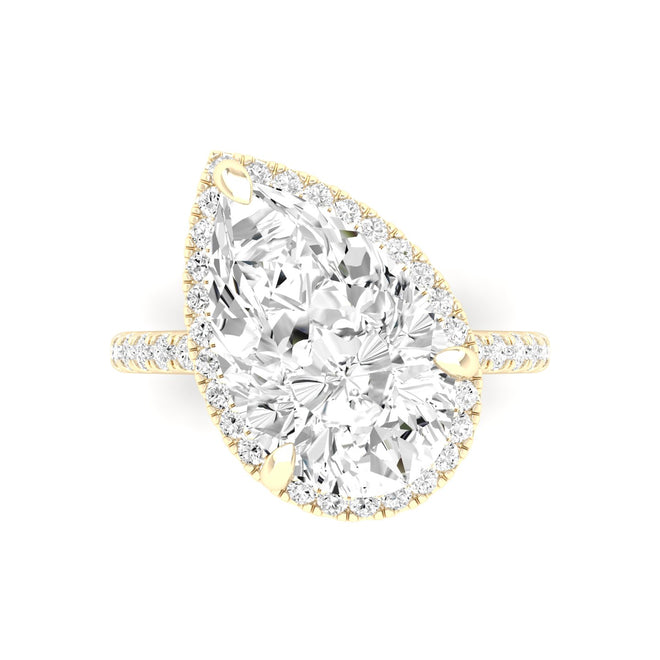 5 Ct. Center Pear Offset Hidden Halo Ring