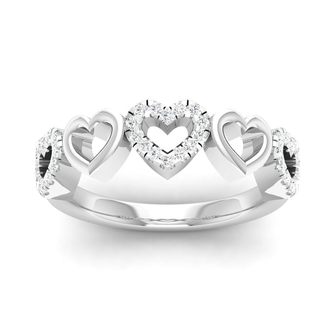 1/5 Ctw Heart Lab Grown Fashion Stackable Ring