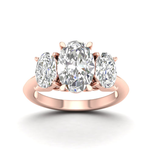 5 Ctw Oval Lab Grown Three Stone Engagement Ring