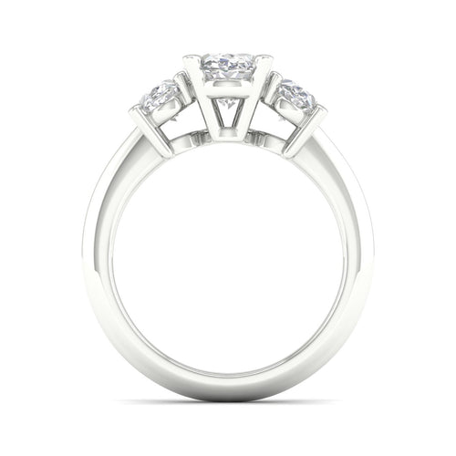 4 Ctw Oval Lab Grown Three Stone Engagement Ring