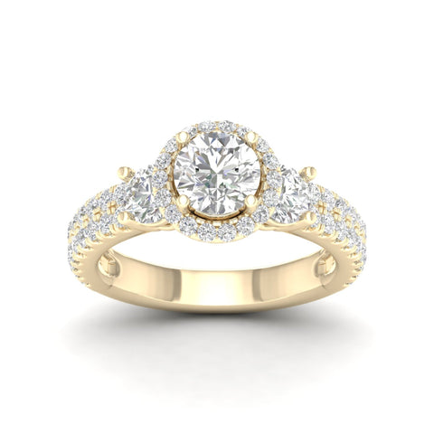 2 1/10 ctw Round Side Stone Double Row Halo Ring