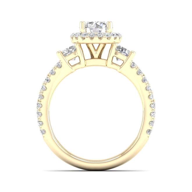 2 1/10 ctw Round Side Stone Double Row Halo Ring