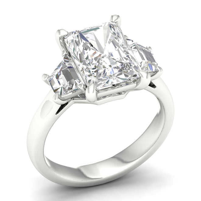 5 Ctw Emerald Side Stone Three Stone Engagement Ring