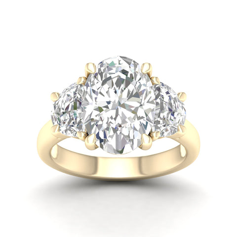 5 Ctw Oval Halfmoon Three Stone Ring