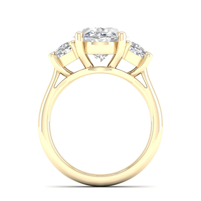 5 Ctw Oval Halfmoon Three Stone Ring
