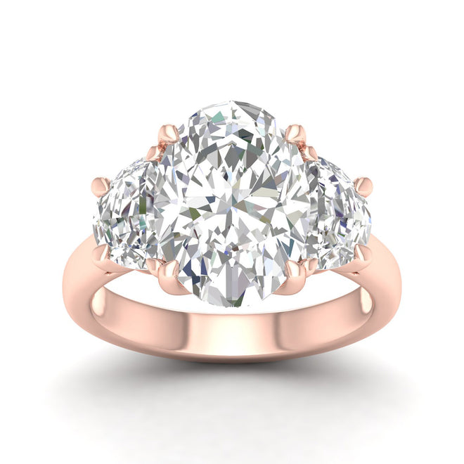 3 3/4 ctw Oval Halfmoon Three Stone Ring