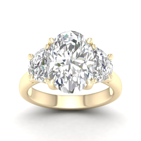 3 3/4 ctw Oval Halfmoon Three Stone Ring