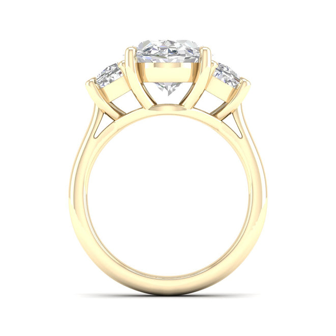3 3/4 ctw Oval Halfmoon Three Stone Ring