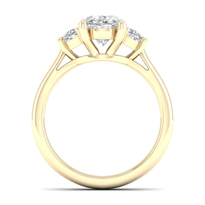 2 1/2 ctw Oval Halfmoon Three Stone Ring
