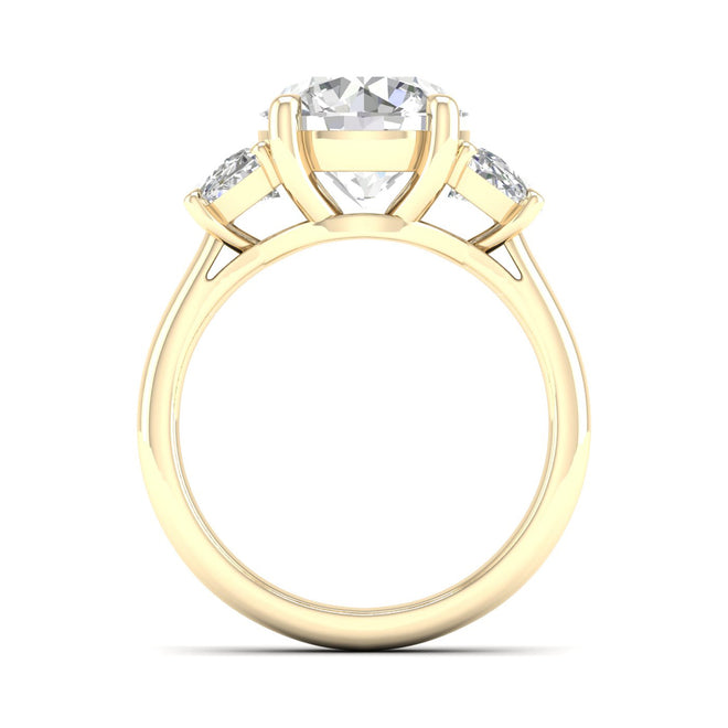 3 3/4 Ctw Round Half Moon Three Stone Ring