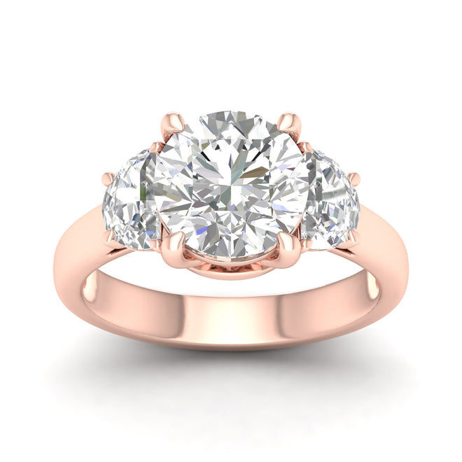 2 1/2 ctw Round Halfmoon Three Stone Ring